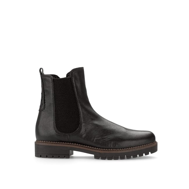 Bottines Chelsea en cuir lisse à talon décroché noir lisse <span itemprop=