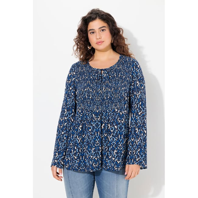Blouse smockée, décolleté rond - ULLA POPKEN