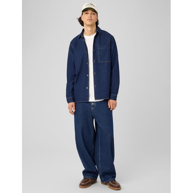 Chemise denim brut bleu moyen <span itemprop=