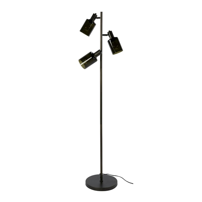Lampadaire vintage orientable 3 abat-jour verre brun RALF Couleur marron <span itemprop=