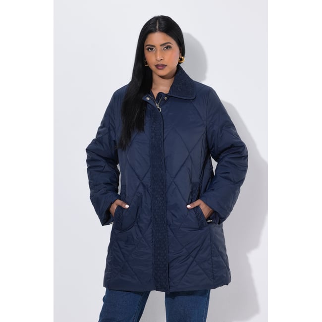 Veste matelassée, coupe évasée marine foncé <span itemprop=