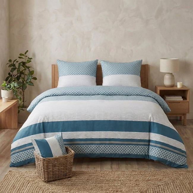 Parure de lit - Housse de couette Coton 57 fils multicolore <span itemprop=