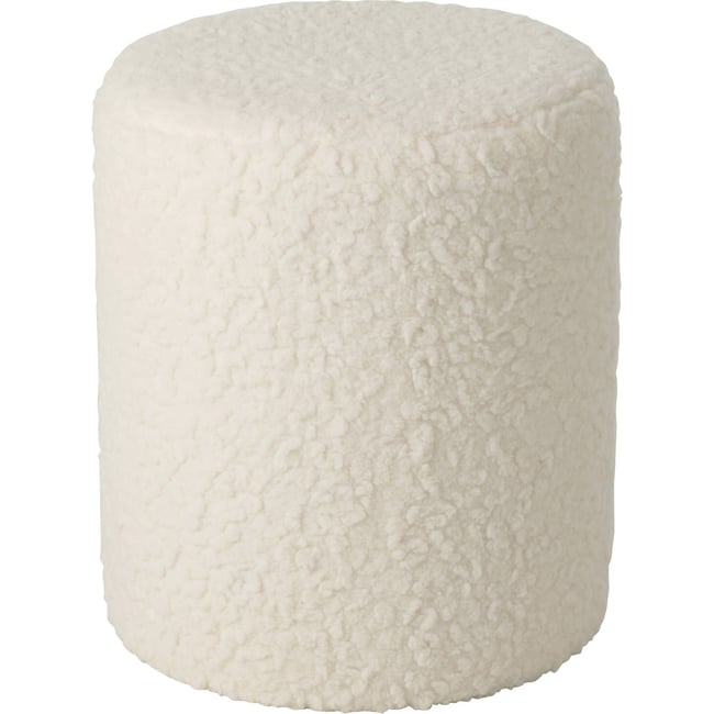 Tabouret rond en bois avec assise Couleur blanc bouclette chaleureux <span itemprop=