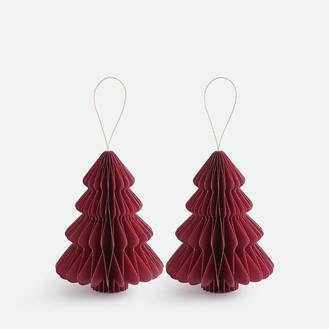 Lot de 2 sapins pliables, hauteur 15 cm, CASPAR Couleur rouge <span itemprop=