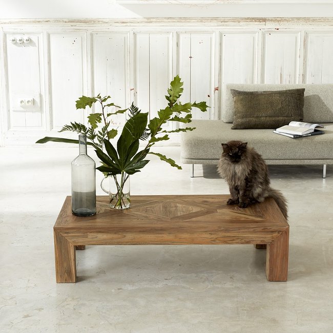 Table basse en teck recyclé massif CARGO Couleur naturel <span itemprop=