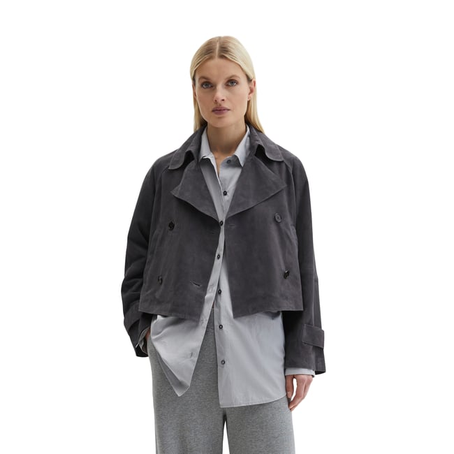 Veste en cuir velours style trench relaxed en cuir de chèvre souple - MARC O'POLO