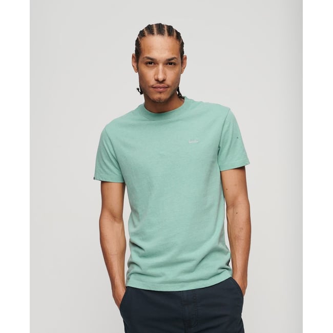 T-shirt Essential logo micro en coton bio sauge chiné <span itemprop=
