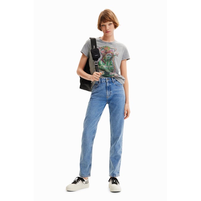 T-shirt manches courtes buste bleu <span itemprop=