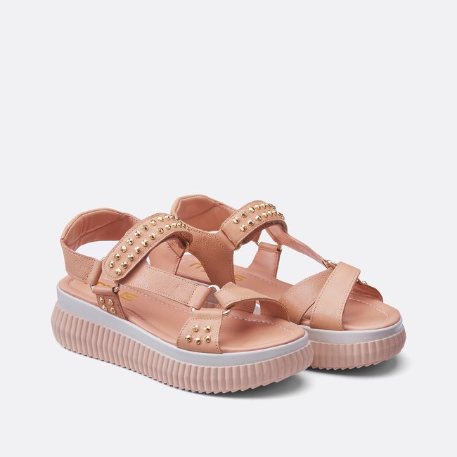 Sandalias de piel con plataforma camel <span itemprop=