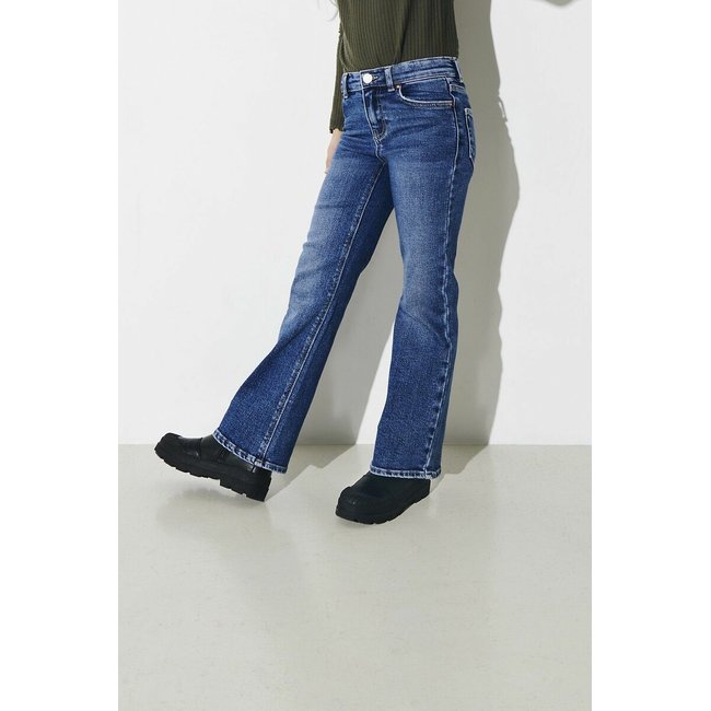 Jeans corte direito azul-ganga <span itemprop=