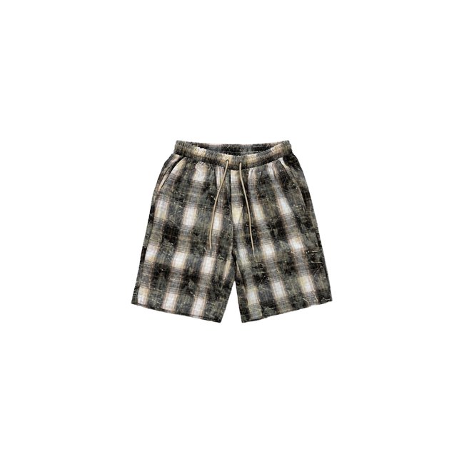 Short homme à motif carreaux avec taille élastiquée noir <span itemprop=