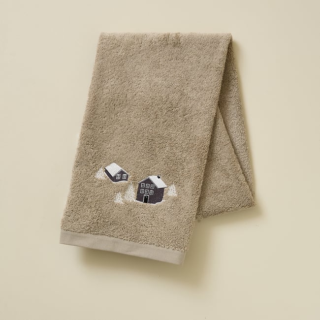 Serviette de toilette AU COEUR DE LA VALLEE taupe <span itemprop=