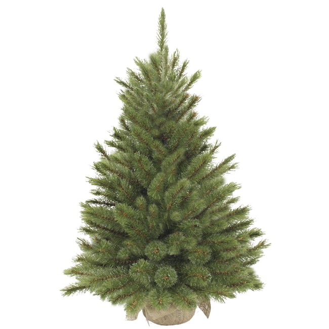 Sapin de Noël artificiel dans un sac en jute H90 cm FOREST FROSTED Couleur vert <span itemprop=