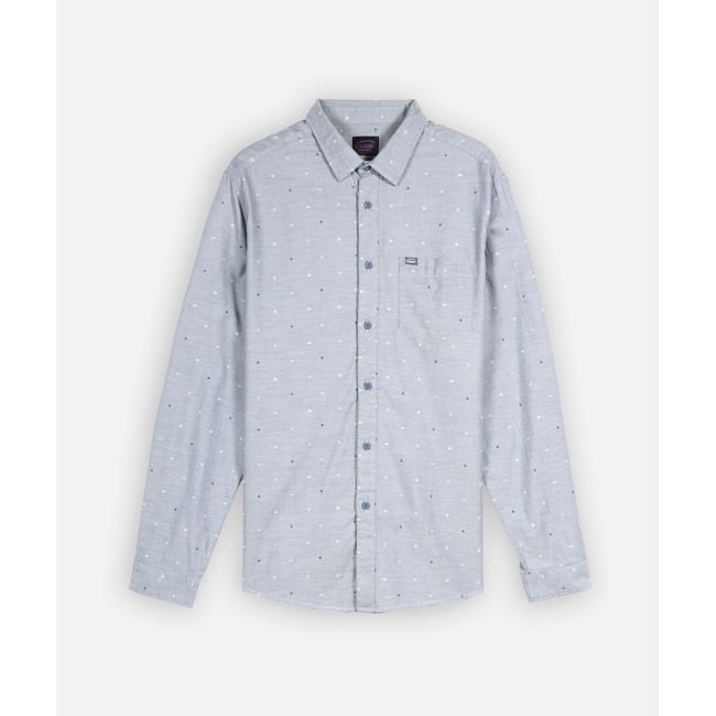 Chemise manches longues MICROMO vintage indigo <span itemprop=