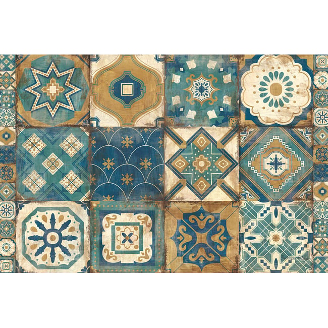Tableau cuisine vintage tuiles marocaines bleues - HEXOA