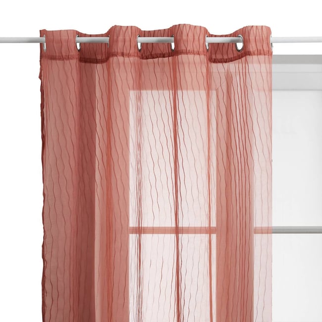 Voilage rayures texturées MILA terracotta <span itemprop=