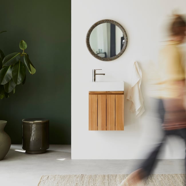 Vasque en Teck massif, JILL Couleur blanc <span itemprop=