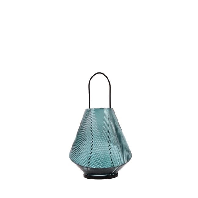 Lanterne design en verre 30cm Couleur vert <span itemprop=