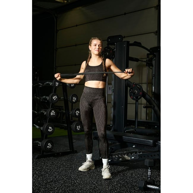 Legging de sport imprimé, taille haute marron chocolat <span itemprop=