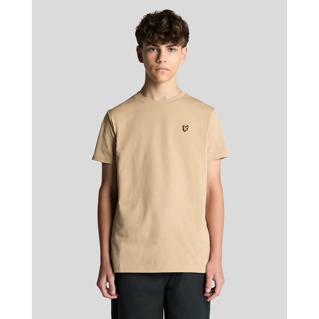 T-shirt en coton col rond beige foncé sable <span itemprop=