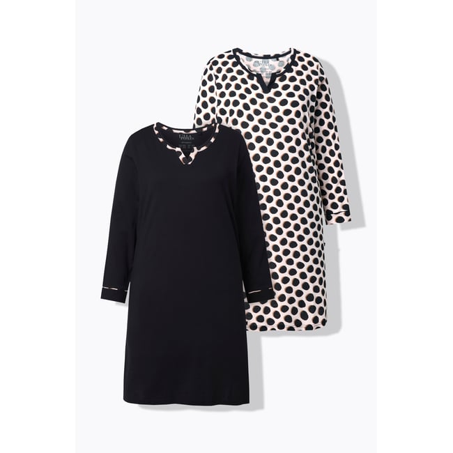 Lot de 2 grands t-shirts motif pois/uni noir <span itemprop=