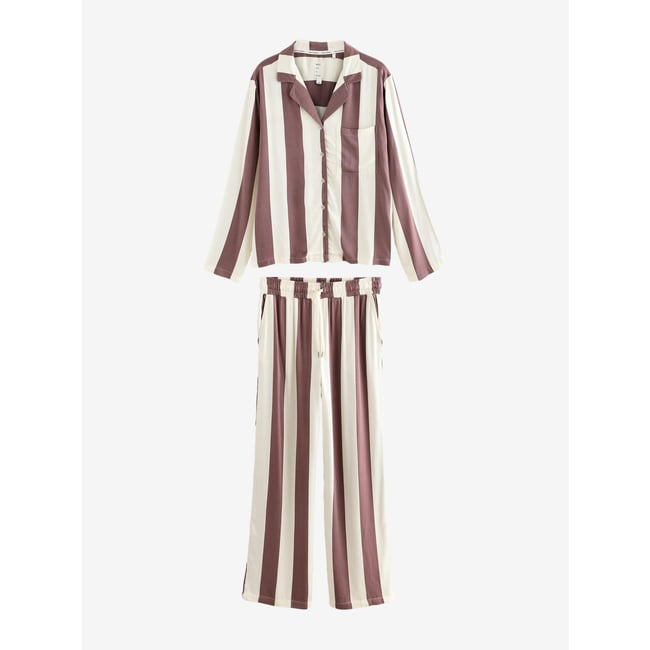 Pyjama boutonné rayure neutre <span itemprop=