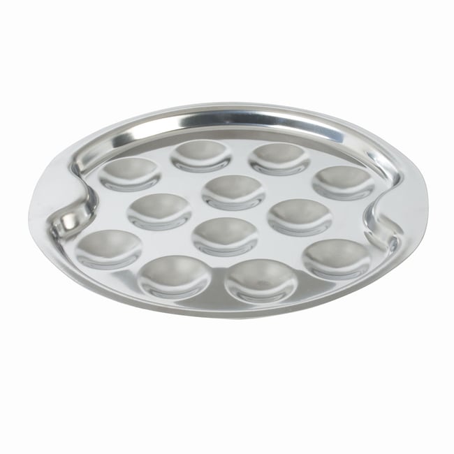 Plat 12 escargots inox 19.5 cm Couleur argent / métallique <span itemprop=