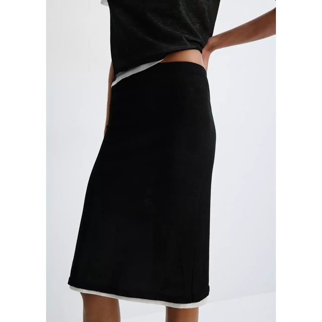 Jupe midi combinée noir <span itemprop=