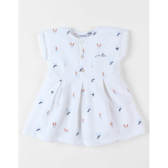 Robe imprimé fleuri en crêpe de coton, blanc <span itemprop=
