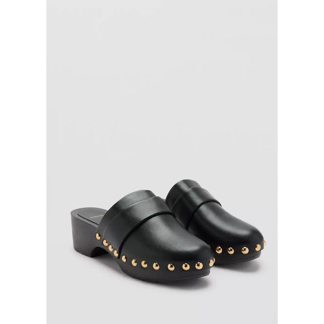 Sabots cloutés cuir noir <span itemprop=