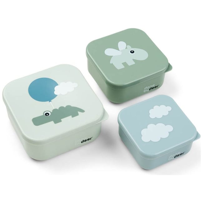 Lot de 3 boîtes à goûter vert, bleu <span itemprop=