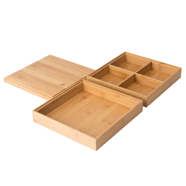 Organiseur en bambou, SENSEA Couleur naturel <span itemprop=