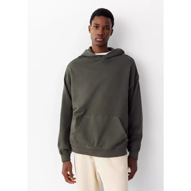 Sweater à capuche coton gris anthracite <span itemprop=