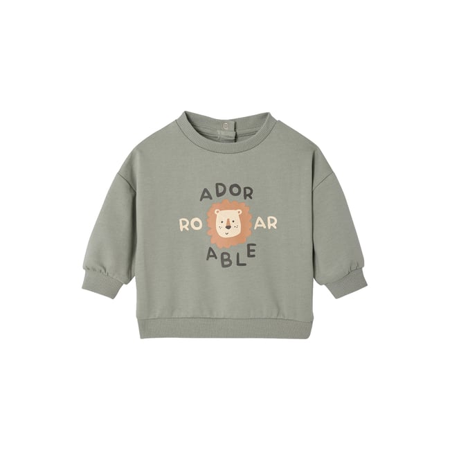 Sweat bébé col rond vert sauge <span itemprop=