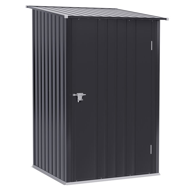 Abri de jardin porte verrouillable tôle acier ondulée anthracite gris <span itemprop=