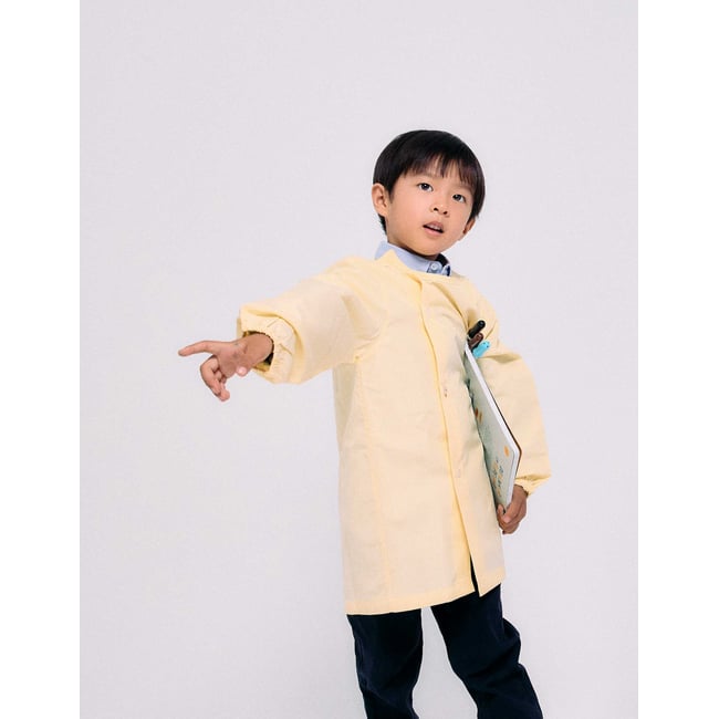 Lot de 2 tabliers d'école avec boutons devant jaune <span itemprop=