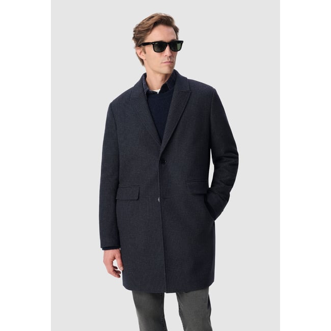 Manteau lainage motif prince-de-galles gris foncé <span itemprop=
