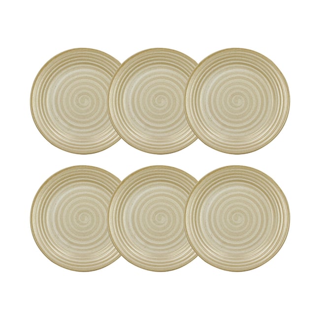 Lot de 6 assiettes à dessert 21cm en grès, TURBOLINO Couleur jaune <span itemprop=