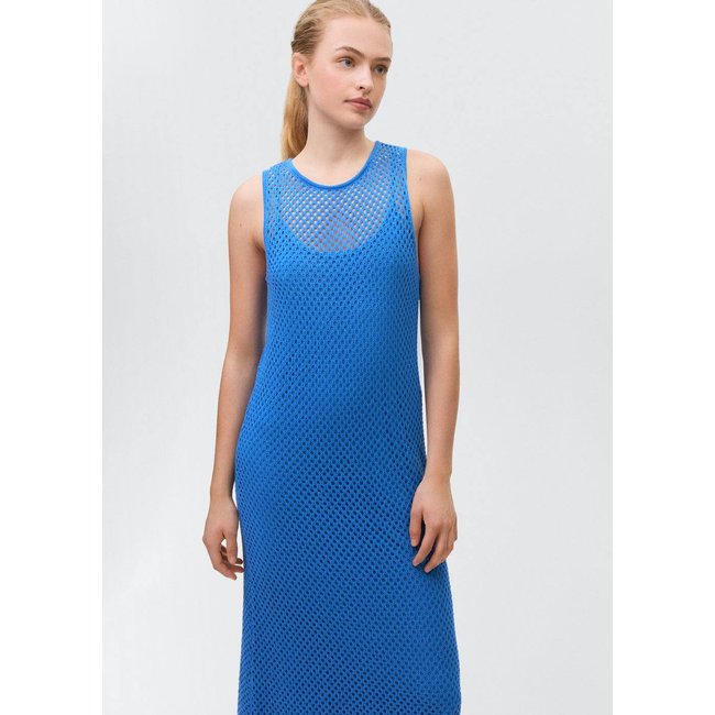 Robe crochet résille bleu <span itemprop=