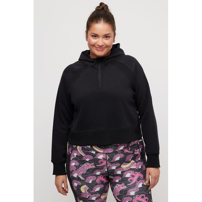 Sweat à capuche, coupe courte noir <span itemprop=