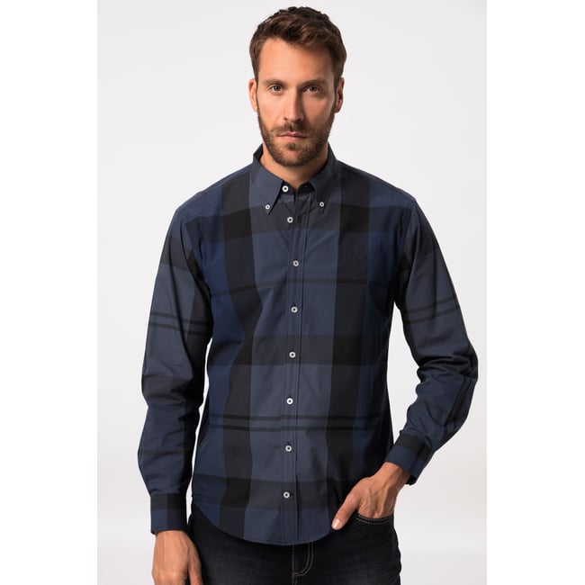 Chemise Longue à Carreaux Bleu Marine - Taille 46 Femme - Marque T T - Occasion Très Bon État