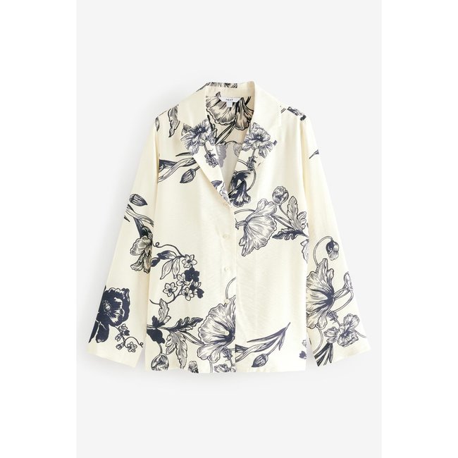 Blazer décontracté doux crème  à fleurs <span itemprop=