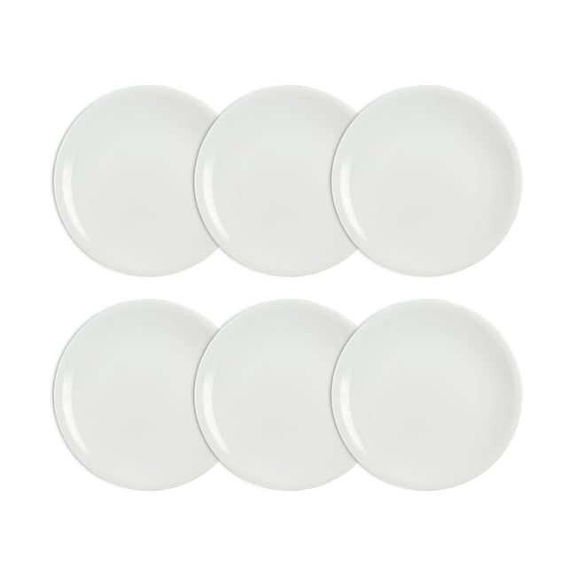Lot de 6 assiettes à desserts 18cm en porcelaine Couleur blanc <span itemprop=