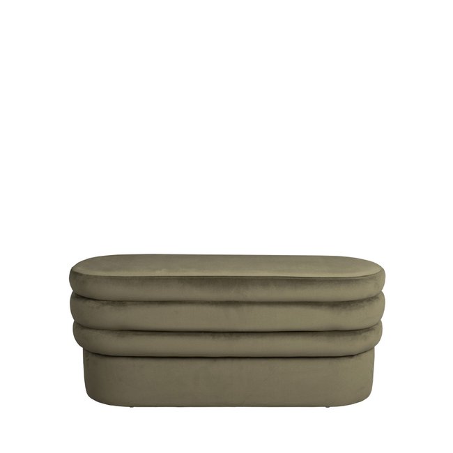 Banc en velours L93cm- ADITI Couleur vert kaki <span itemprop=