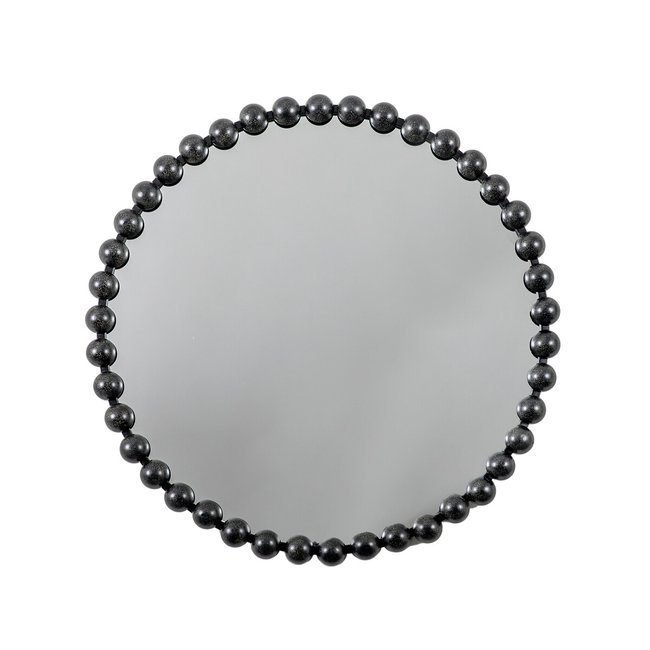 80cm Black Round Bobble Mirror, black, SO'HOME