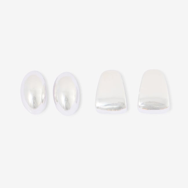 Set de 2 boucles d'oreilles en métal argenté argenté <span itemprop=