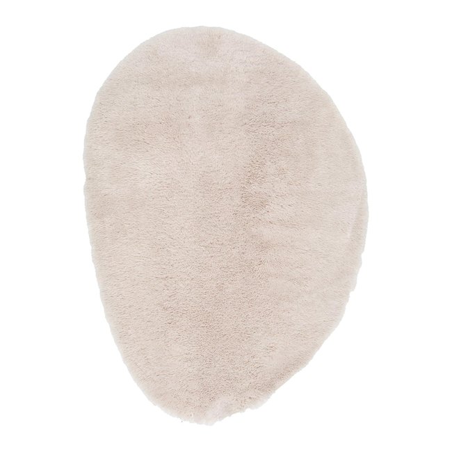 Tapis shaggy ultra-doux forme organique DUVKA Couleur beige sable <span itemprop=
