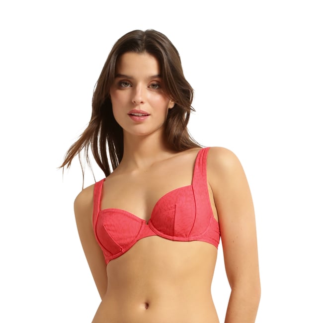Haut de maillot de bain emboitant avec armatures Festival rose fushia <span itemprop=