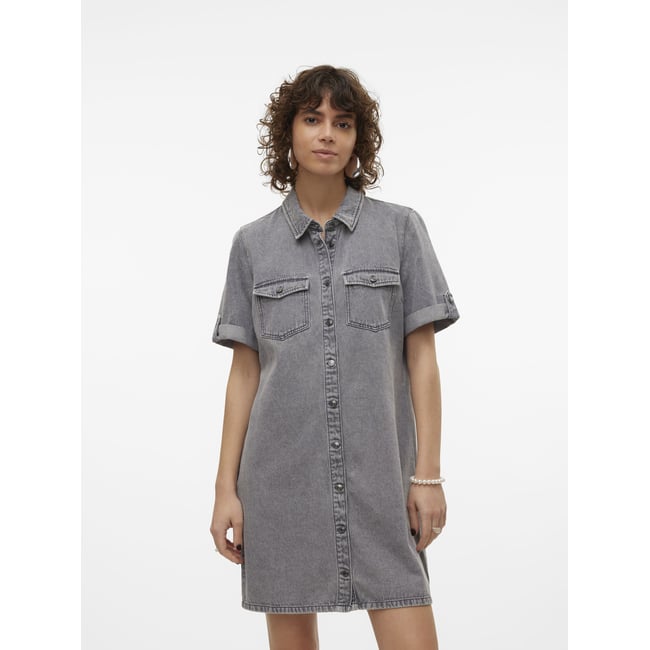 VERO MODA Vmjennie Robe Courte En Denim Mix Noos Femme - Élégante Et Confortable