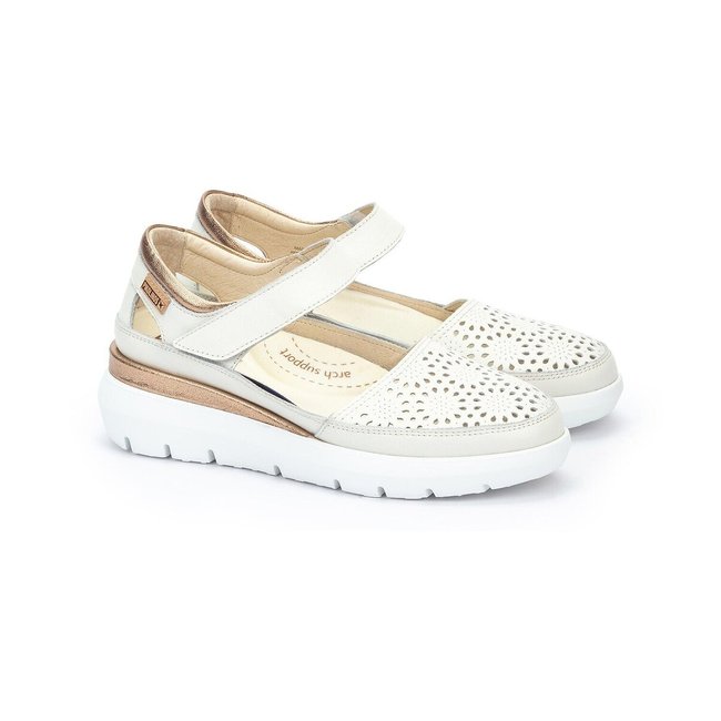 Calzature con zeppa in pelle Rueda bianco PIKOLINOS